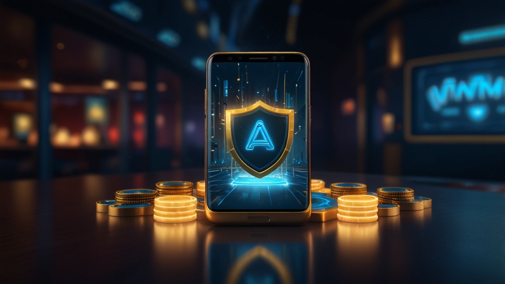 Bezpieczna instalacja pliku APK na smartfonie w ciemnym klimacie kasyna